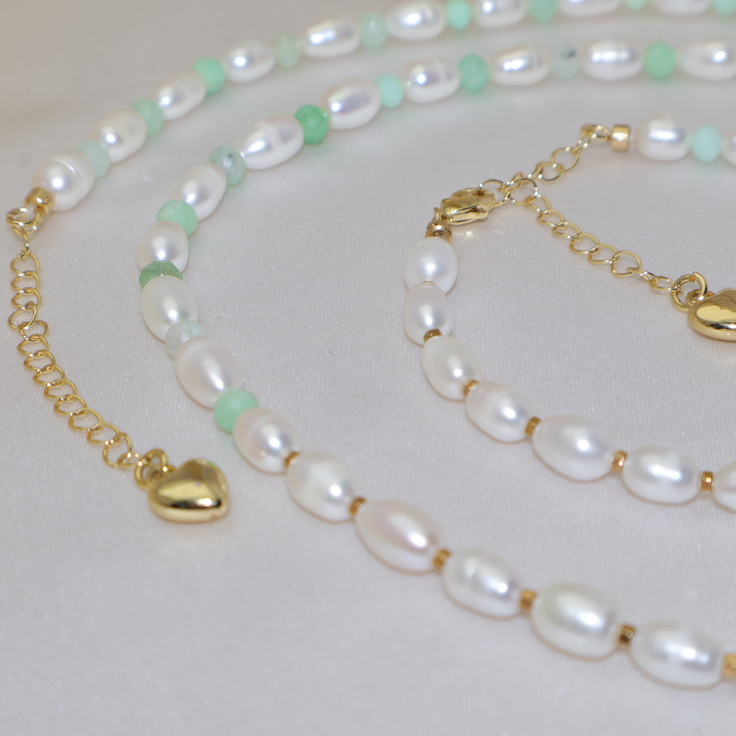 Set Perle de Cultură și Chrysoprase - imagine 2