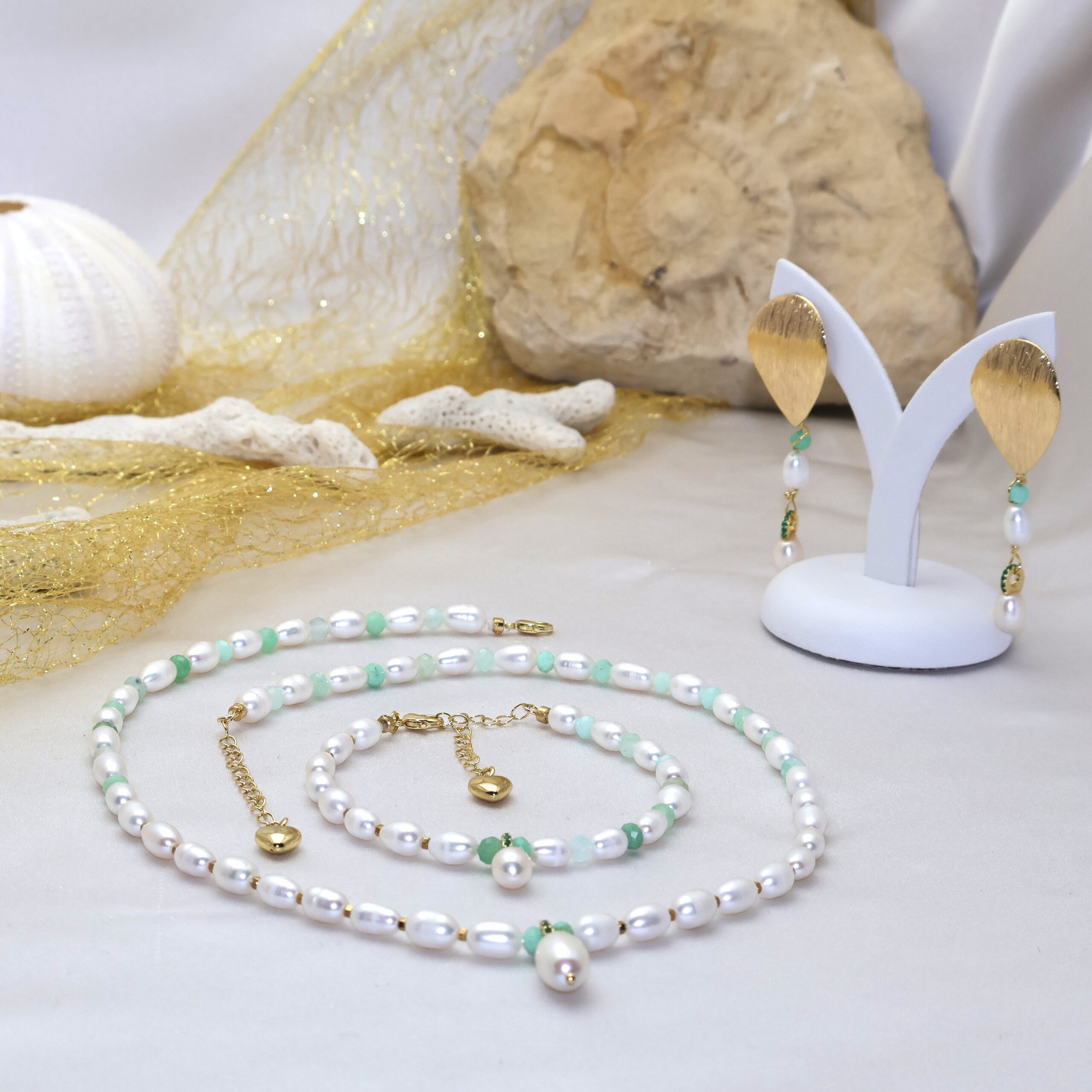 Set Perle de Cultură și Chrysoprase