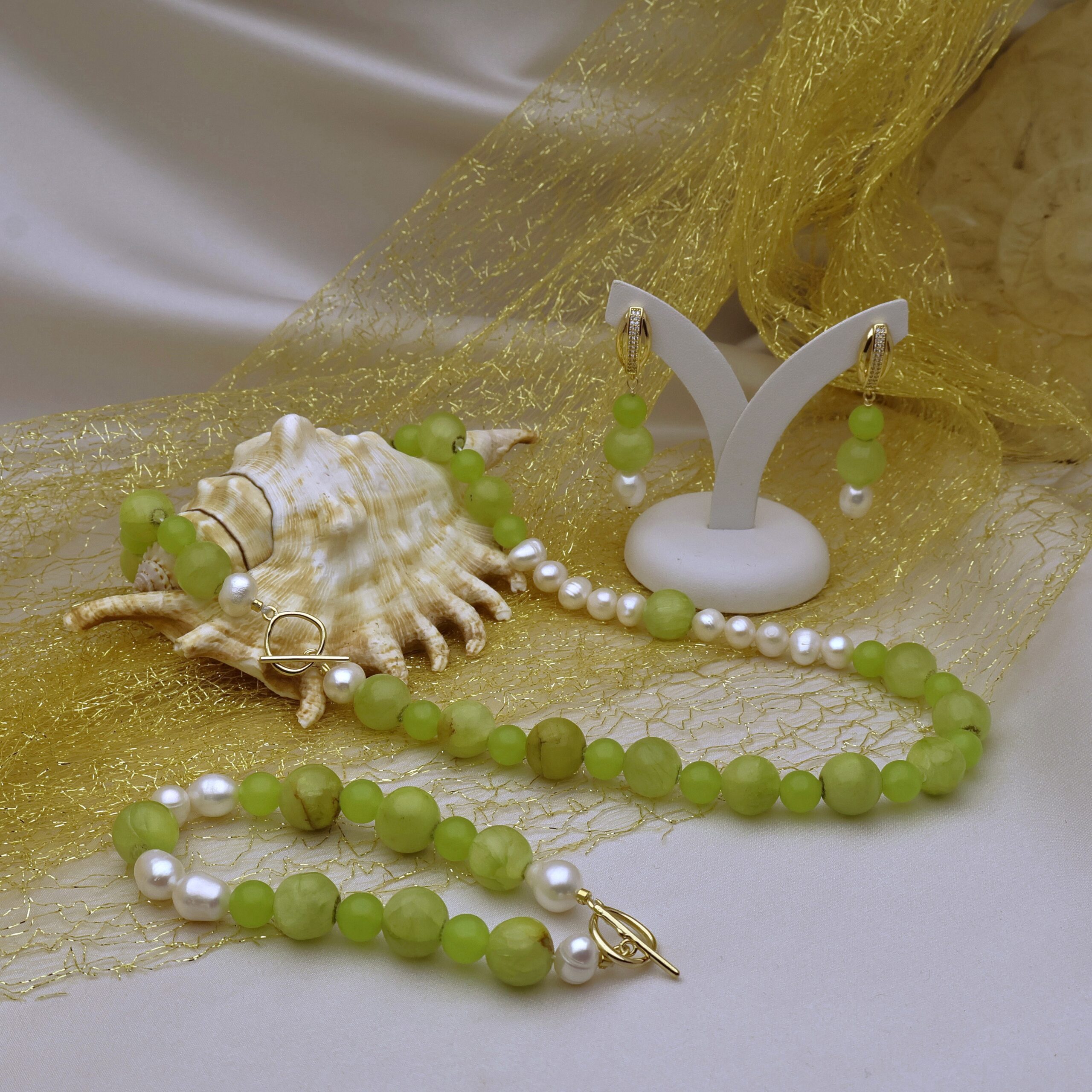 Set Perle de Cultură și Jad Verde – Neon și Lime - imagine 5